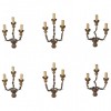 Pair of Giltwood, Iron, and Metal 3-Arm Wall Sconces