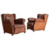 Pair of Leather Upholstered Club Chairs