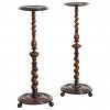 Near Pair of Turned Walnut Ebonized Torcheres/Pedestals