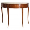 Shaped Cherrywood and White Granite Demilune Console Table