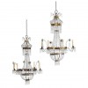 Pair of Brass and Glass 4-Light Chandeliers