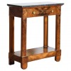 Walnut and Marble Top 1-Drawer Console