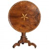Walnut and Mixed Inlays Tilt-Top Table