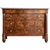 Walnut 4-Drawer Marble-Top Commode