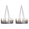 Pair of Large Wrought Iron 8-Light Chandeliers