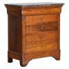 Petite Walnut and Marble-Top 5-Drawer Commode
