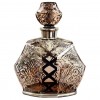 Silver Overlay Glass Decanter with Set of 6 Liquor Glasses 