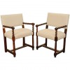 Pair of Spiral Turned Armchairs with Low Backs