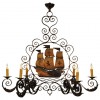 Wrought Iron, 6-light Chandelier with Spanish Galleon 