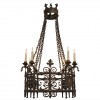 Wrought Iron, Eight-Light Chandelier 
