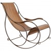 Wrought Iron and Leather Upholstered Rocking Chair