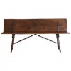 Walnut and Iron Bench with Folding Backrest