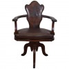 Fantastic Walnut and Leather Upholstered Swivel Chair