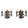 Pair of Painted and Patinated Metal 3-Light Sconces