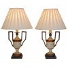 Pair of Painted Wood and Iron Urns Mounted as Lamps