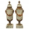 Pair of Marble and Bronze Lidded Urns