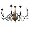 Massive 12-Arm Carved Wood and Iron Chandelier