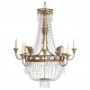 Gilt Iron, Brass, and Glass 8-Light Chandelier