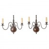 Pair of Patinated Brass 2-Arm Sconces