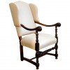 Walnut and Upholstered Winged Fauteuil