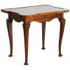 Shaped Walnut and Inlaid 1-Drawer Table