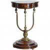 Walnut and Brass Trefoil Shaped 3-Drawer Table
