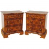 Pair of Walnut & Pearwood 3-Drawer Commodes