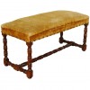 Turned Walnut and Upholstered Bench