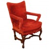Walnut and Velvet Upholstered Poltrona