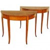 Pair of  Neapolitan Walnut Demilune Consoles