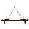 Rustic Pinewood and Iron 6-Light Horizontal Chandelier
