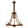Walnut, Ebonized, and Rope 5-Light Chandelier