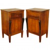 Pair of Walnut & Ebonized Bedside Credenzas
