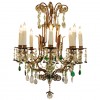 Gilt Iron and Glass 8-Light Chandelier
