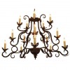 Provincial Wrought & Painted Iron 15-Light Chandelier