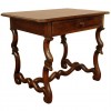 Carved Walnut and Oak 1-Drawer Table