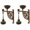 Unique Pair of Wrought Iron & Patinated Brass 2-Light Sconces