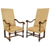 Near-Pair of Turned and Carved Walnut Fauteuils