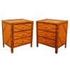 Pair of Faux Bamboo and Rattan Bedside Commodes