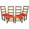 Set of 4 Walnut Side Chairs, branded with initials
