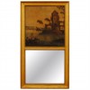 Giltwood and Oil on Canvas Trumeau Mirror