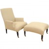 Ebonized Walnut Bergere and Ottoman