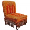 Ebonized Walnut and Carpet Upholstered Slipper Chair