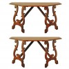 Large Pair of Walnut Console Tables, Octagonal Dining Table