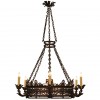 Wrought and Faded Gilt Iron 6-Light Chandelier