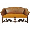 Leather and Velvet Upholstered Settee