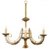 3-Light Steel and Brass Chandelier