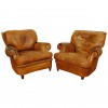 Near Pair of Leather Upholstered Club Chairs