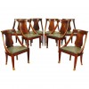 Set of 8 Dining Chairs in Mahogany and Brass