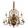 Cast Bronze 12-Light Two-Tiered Chandelier